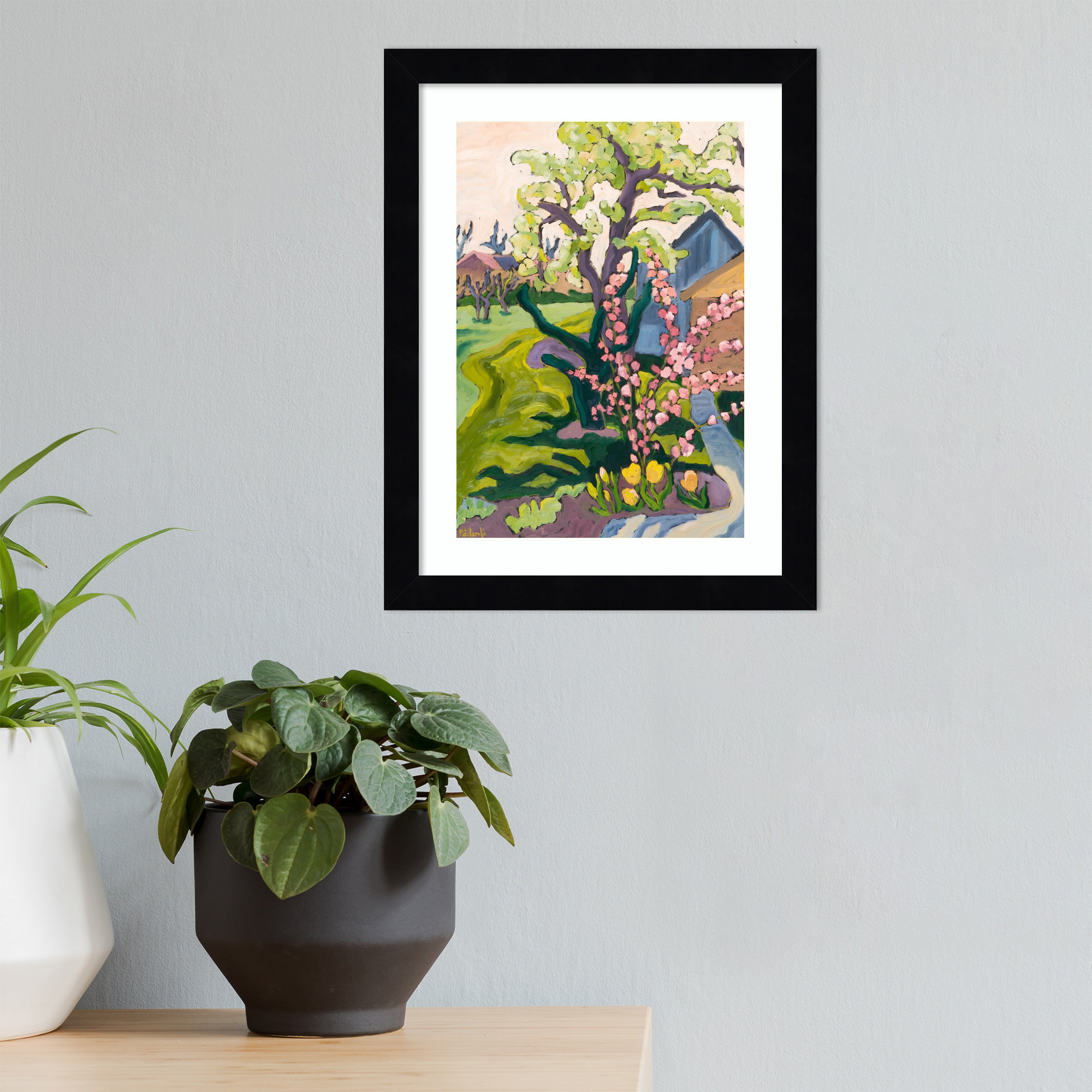 Fayra Garden In Dusk Light Framed On Paper by Fayra Print, Black, 13" H x 10" W x 1" D