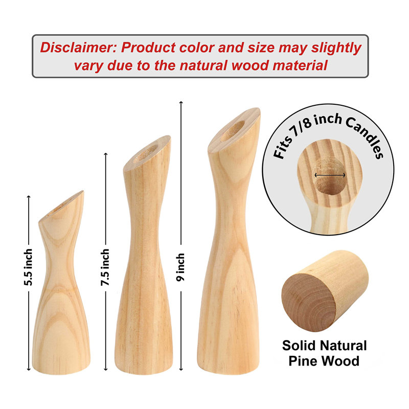 9'' H Wood Tabletop Candlestick, Natural