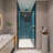 Stainless Steel Handle Pivot Shower Door - 1/4" Tempered Glass Black Big Adjustment With For Bathroom-121157419