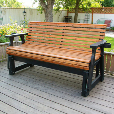 2-Seater Solid Wood Patio Glider Bench by Freeport Park