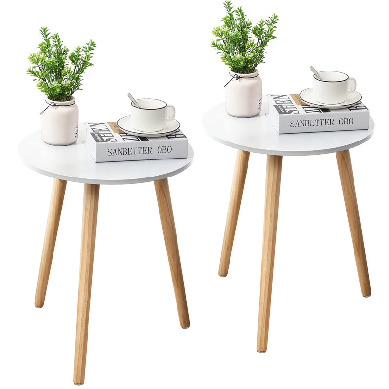 Lanisha End Table Set, White/Natural