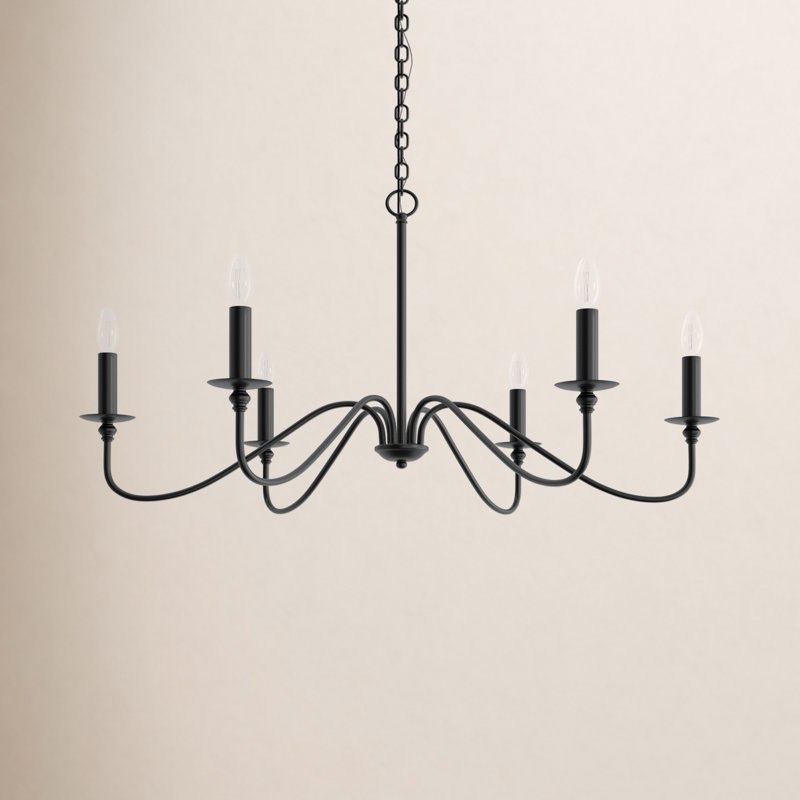 Ableton Iron 6-Light Chandelier, Noir mat, H 22 po x l 42 po x P 42 po