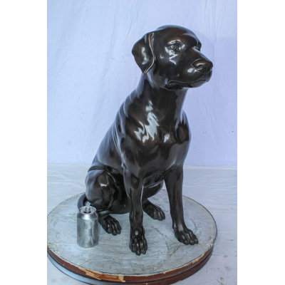 Large Bronze Chocolate Labrador Dog Statue Sitting Pose 22" x 12" x 27"H