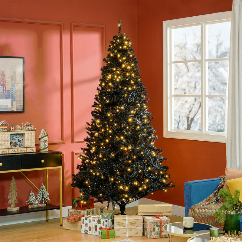 Sapin de Noël artificiel de 7,5 pi avec des branches réalistes, 500 lumières DEL chaudes et 1346 pointes, Brun