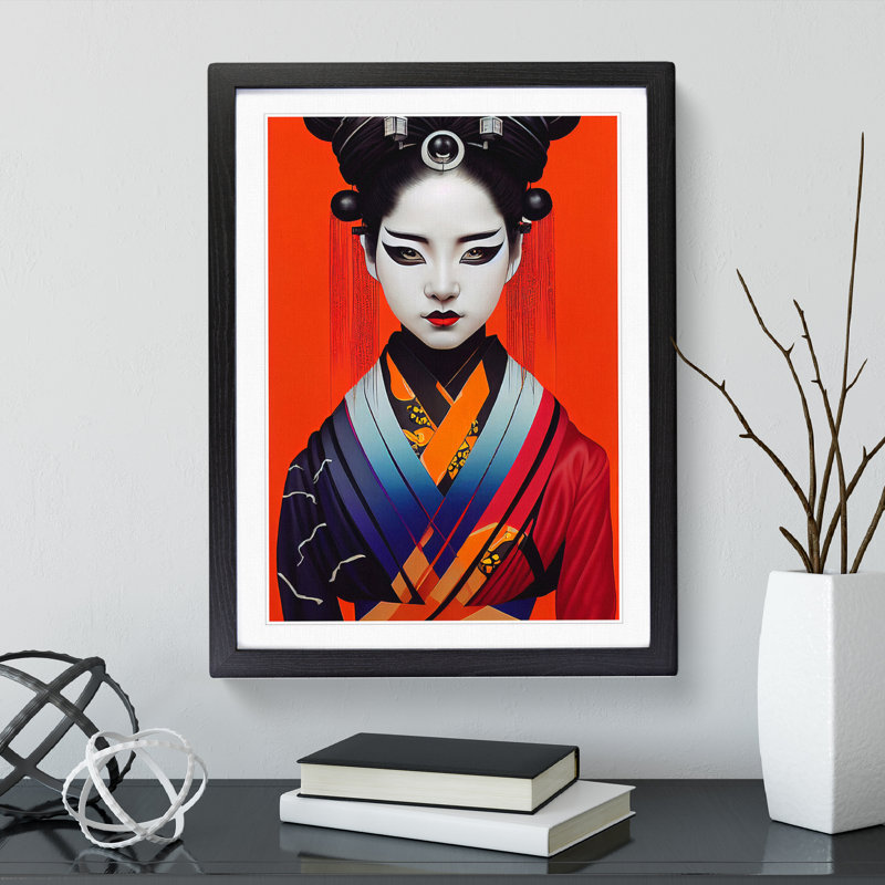 Contemporary Geisha No.4 - Single Picture Frame Print, Black, 64cm H x 46cm W x 2cm D