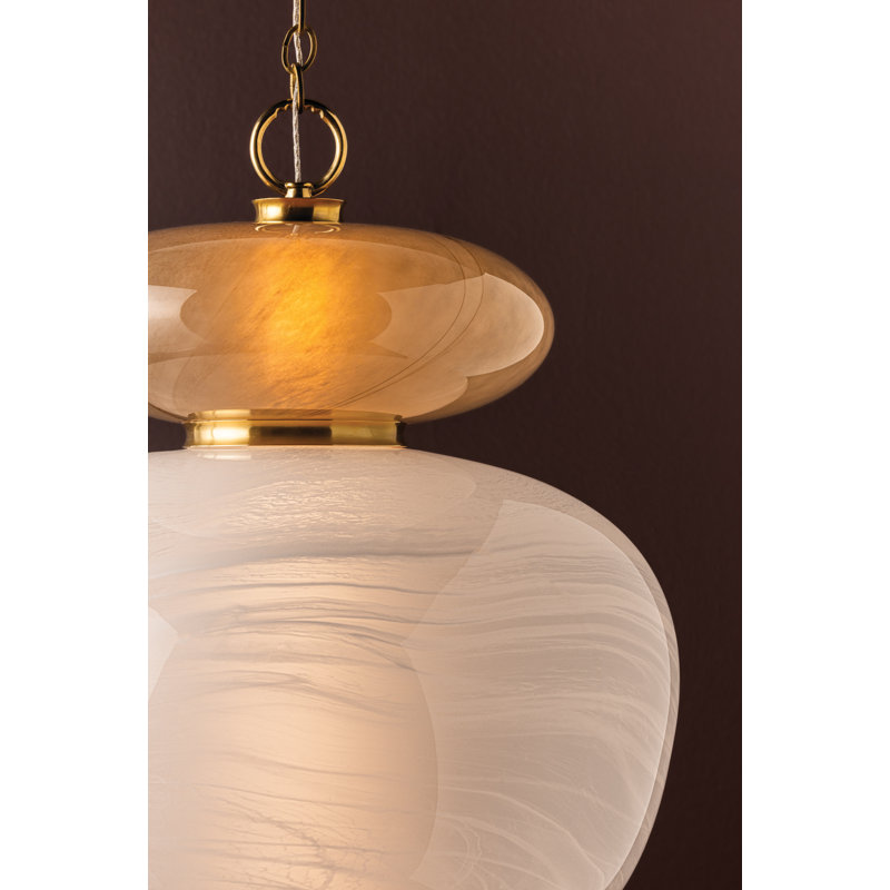Syros Etched Glass Pendant, 100.25" H x 19.25" W x 19.25" D