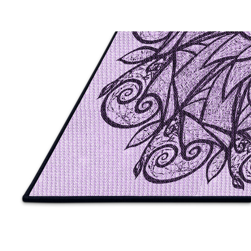Tapis floral en laine mauve, Rectangle 7 pi x 10 pi