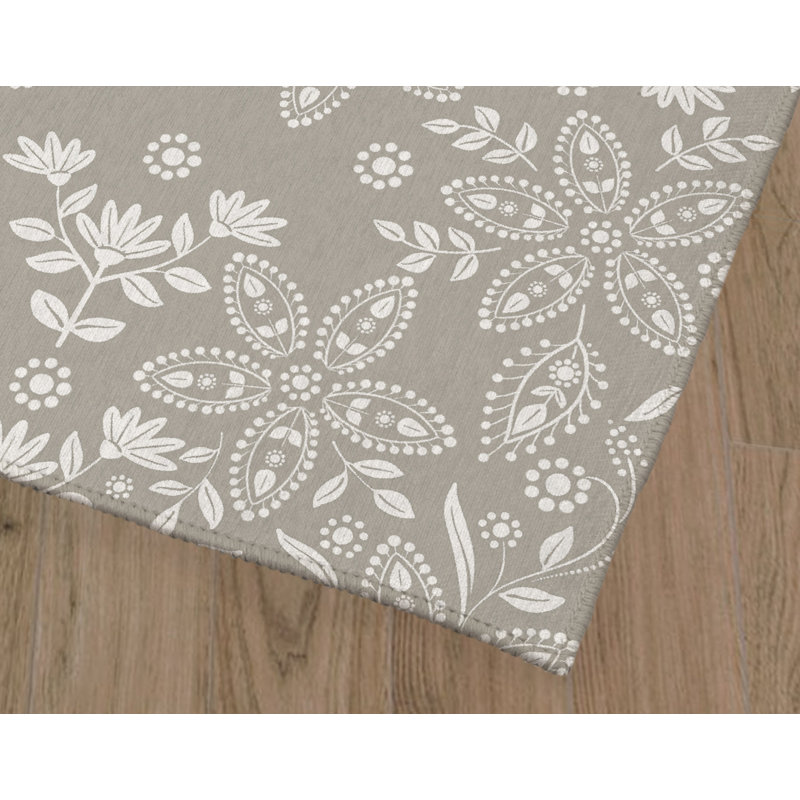 Boho Low Pile Carpet Straight Rectangular Chairmat, Gray/Beige, Rectangle 5' x 7'
