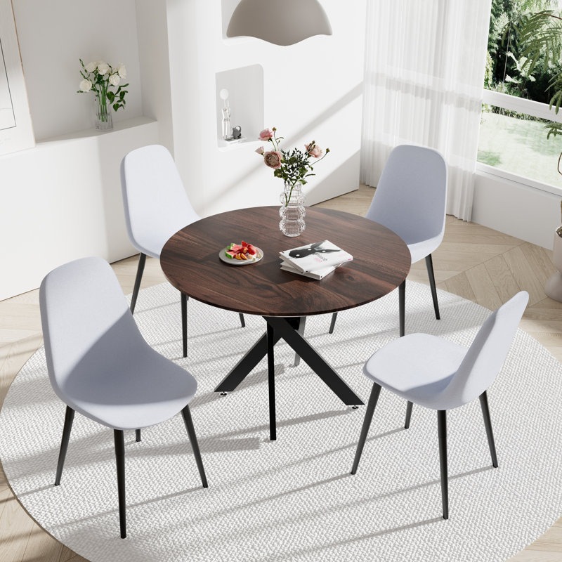 Ensemble de salle à manger 5 pièces, H 30 po x L 36 po x l 36 po, Brun, Gris clair