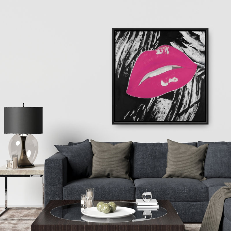 «Kissable Pink Glossy Lips» sur toile, H 36 po x l 36 po