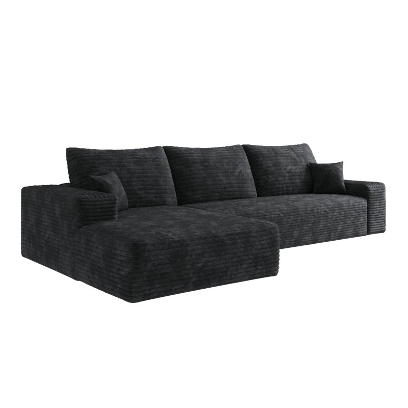 Canapé modulaire 107 po avec méridienne en L 107 po, canapé modulaire moderne avec assise profonde, canapé rembourré pour la chambre à coucher du salon, aucun assemblage requis (tissu en velours côtelé moelleux)