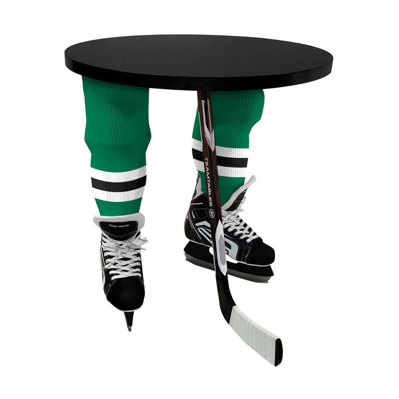 Table de bout à 3 pieds, Blanc délavé, Noir, Stars de Dallas