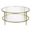 Table basse ronde de 36 po avec plateau en verre en laiton Sivil-13343602