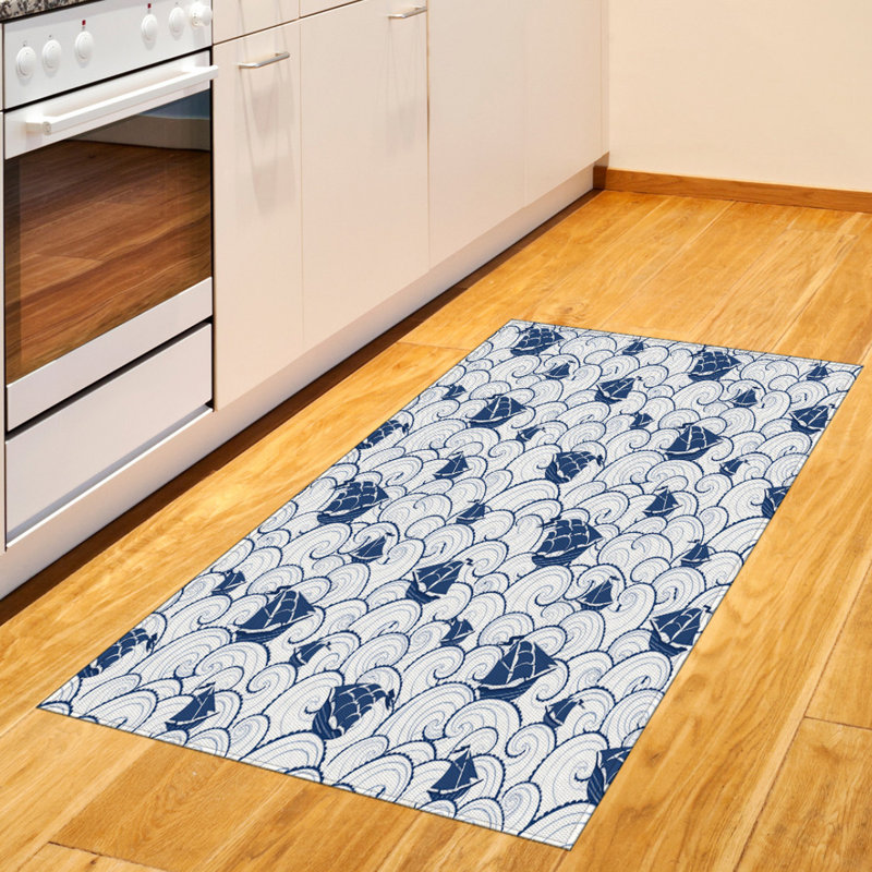 Nautical High Density Long Fiber Poly Threads Decorative Area Rug Carpet, Rectangle 4' x 5'8"