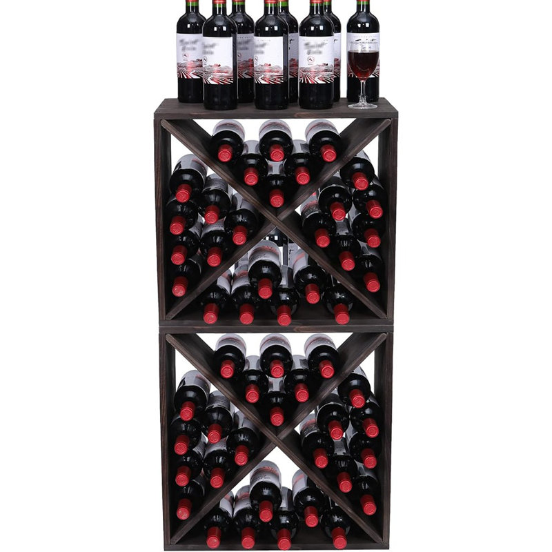 Porte-bouteilles de vin avec rangement en bois