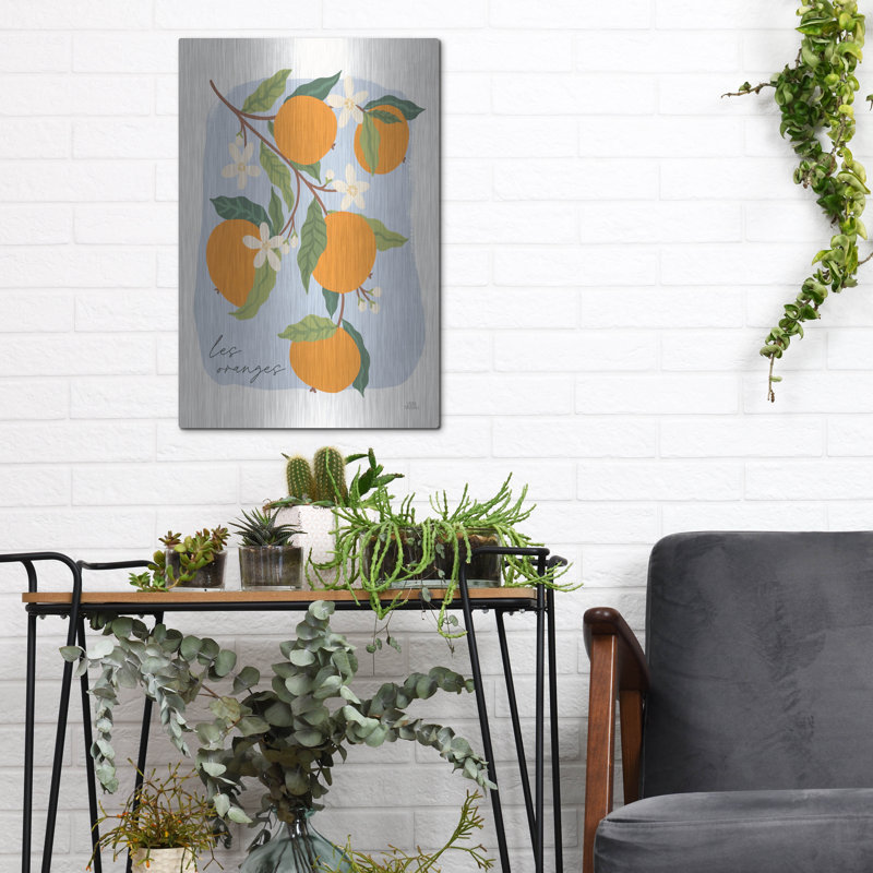 Art mural en métal luxueux «Marche aux fruits 1 V2» par Laura Marshall, H 16 po x l 12 po