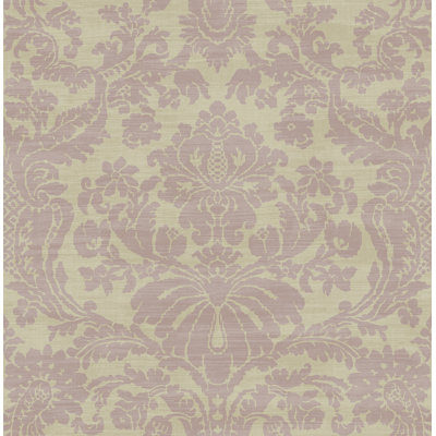 Papier peint damassé non marbré Seabrook Designs Caramel & Maroon Magdalena