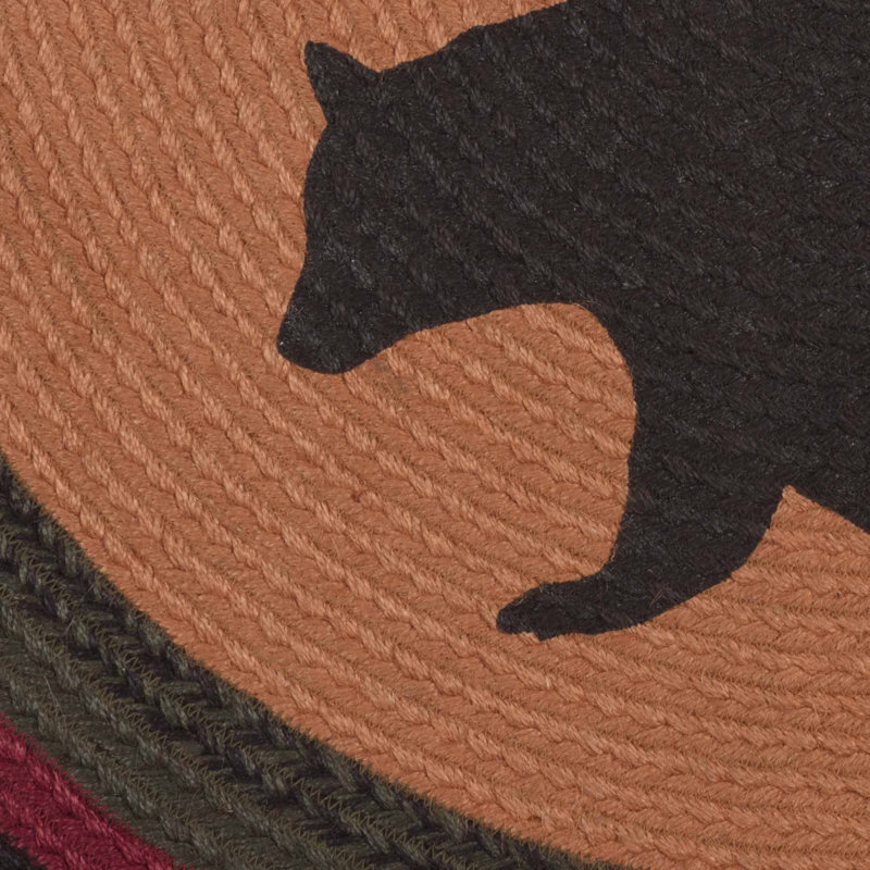  Tapis en coton tressé noir / rouge / brun Wyatt, Demi-cercle 1 pi 4 po x 2 pi 9 po