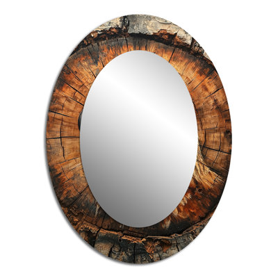 Eagle Head On A Wood Slide III - Rustic Oval Wall Mirror