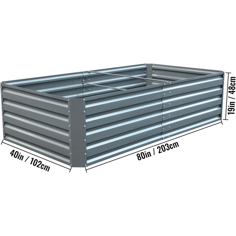 Carsynn Galvanized Steel Raised Garden Bed,  Gray , 19" H x 80" W x 40" D 