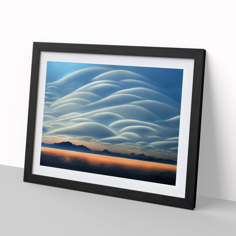Ravishing Clouds - Single Picture Frame Painting, 25cm H x 34cm W x 2cm D, Black Framed