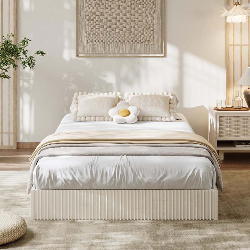 Structure de lit plateforme California, California King, Cream