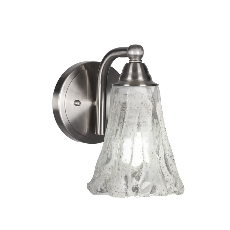 Applique murale Michell avec verre à glace italien cannelé de 5,5 po, Noir mat/nickel brossé