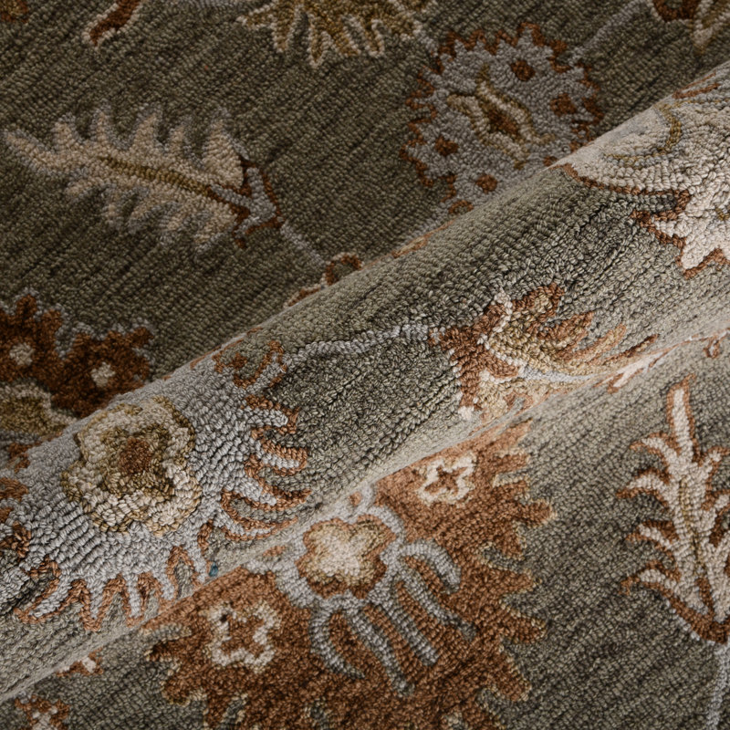 Lewis Classic Floral Hand-Hooked Khaki Area Rug, 2' X 3', Rectangle 8' x 10', Khaki