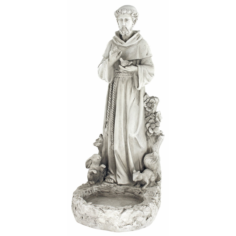 Statue de bain d'oiseaux St. Francis Garden
