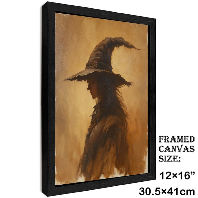 «Black», encadrée noire, sorcière gothique, peinture à l'huile, impression sur toile, H 17 po x l 13 po