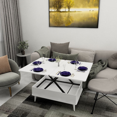 Table basse à plateau relevable avec rangement