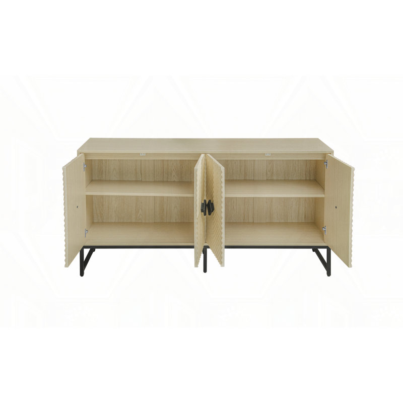 Sideboard Buffet Cabinet With Storage, Black, Natural