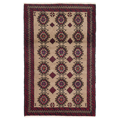 Tapis brun clair Teimani 3 pi 3 po x 5 pi 1 po