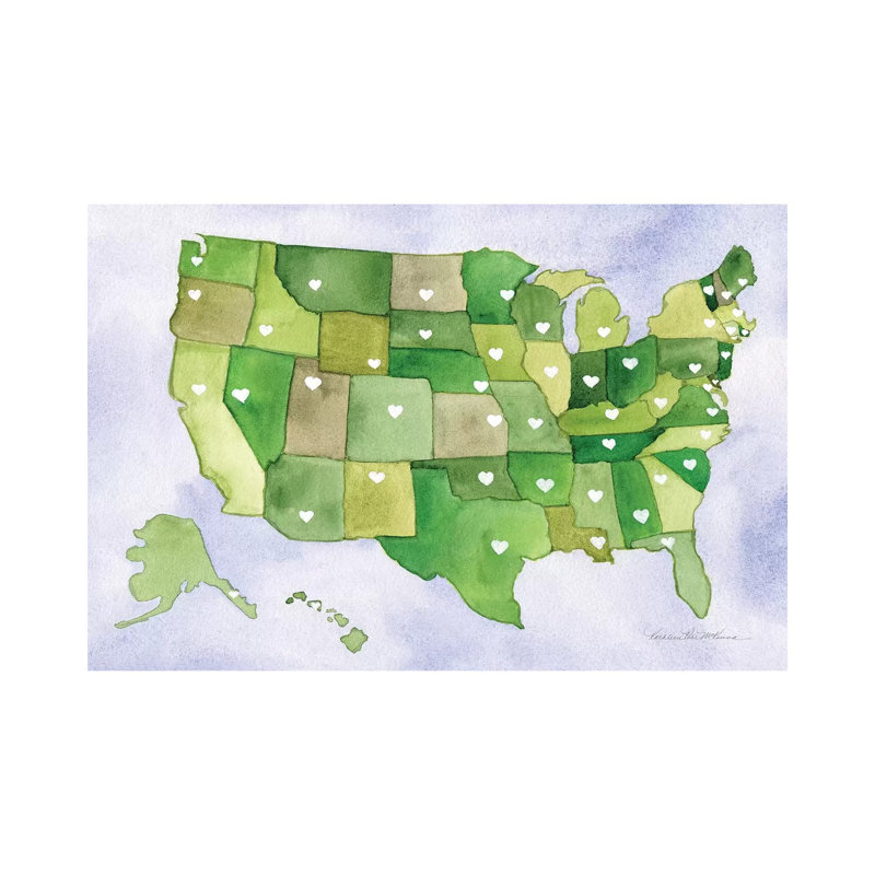 USA Capital Map by Kathleen Parr McKenna - Wrapped Canvas Painting, 101.6 cm H x 66.04 cm W x 3.175 cm D