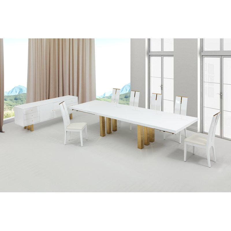 Nancee White Gold 7pc Dining Set