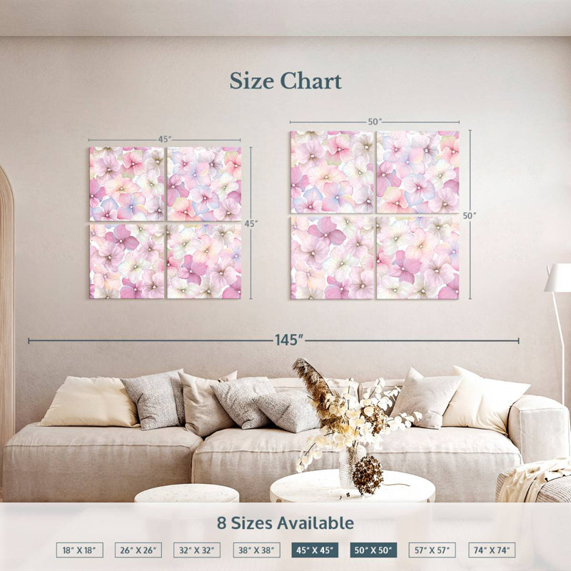 Harnek Gradient Pink Hydrangeas, 50" H x 50" W