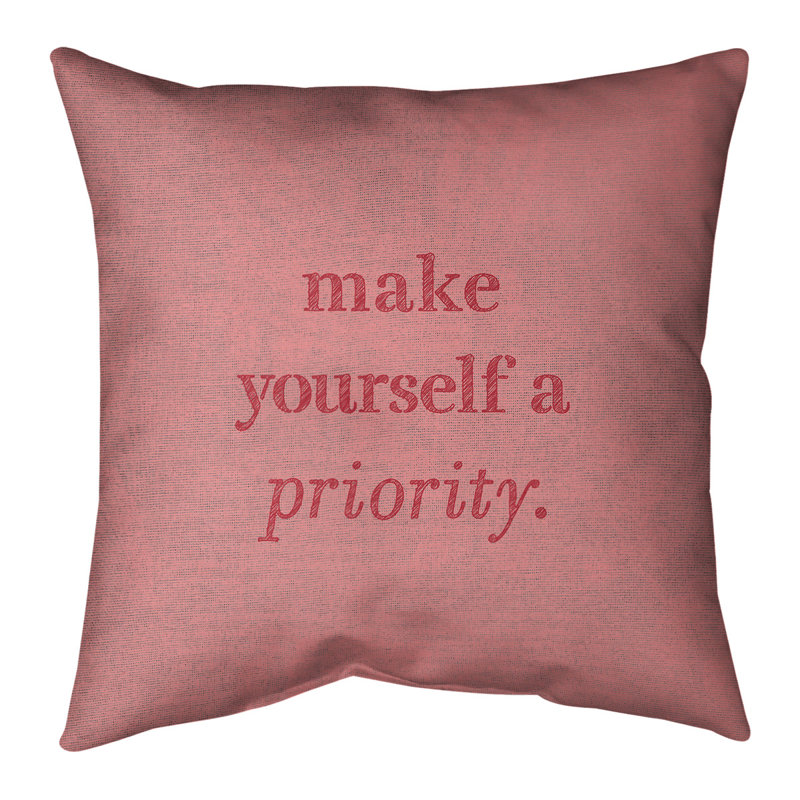 Coussin décoratif intérieur/extérieur self love, 16 x 16, Rouge