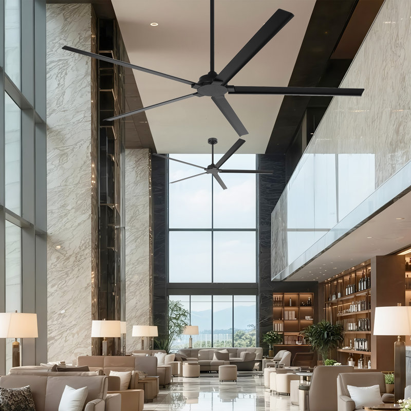 72" / 84" Full Aluminum Wet Rated Indoor Outdoor DC Motor Ceiling Fan with Remote Control, Modern Industrial Waterproof Large Ceiling Fan, 6-Speed Reversible Gazebo Ceiling Fan without Light