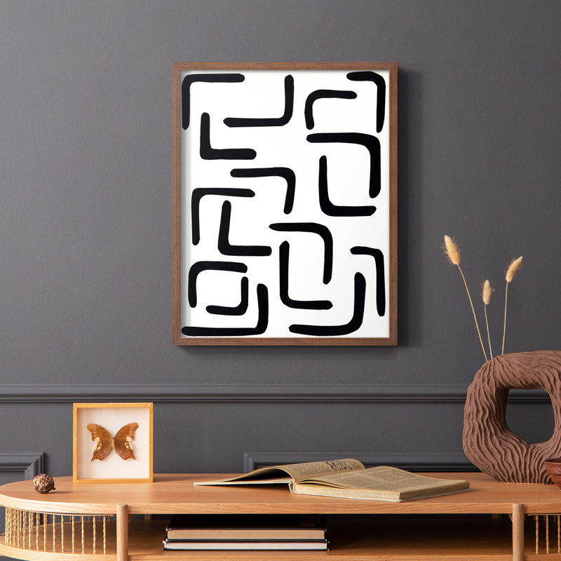 Shuffle III Framed Print - Solid Wood, H 28 po x l 22 po, Cadre photo brun simple