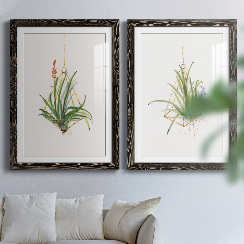 Gardenaire I - Ensemble de 2 peintures, H 31,5 po x l 47 po x P 1,5 po, Papier encadré noir