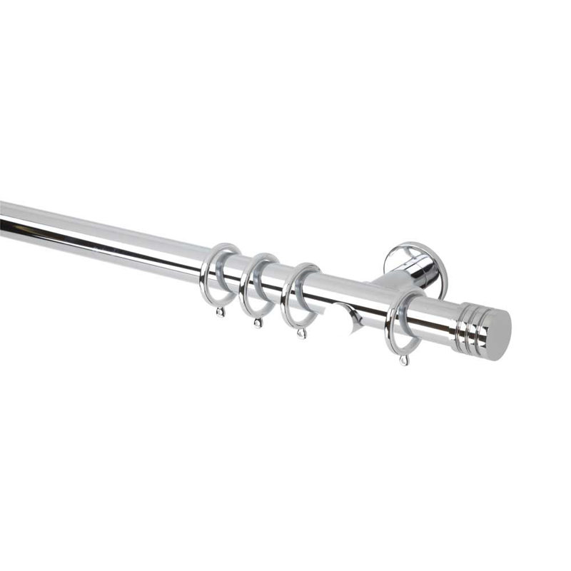 Single Curtain Pole, 3.5 cm L x 180 cm W, Chrome