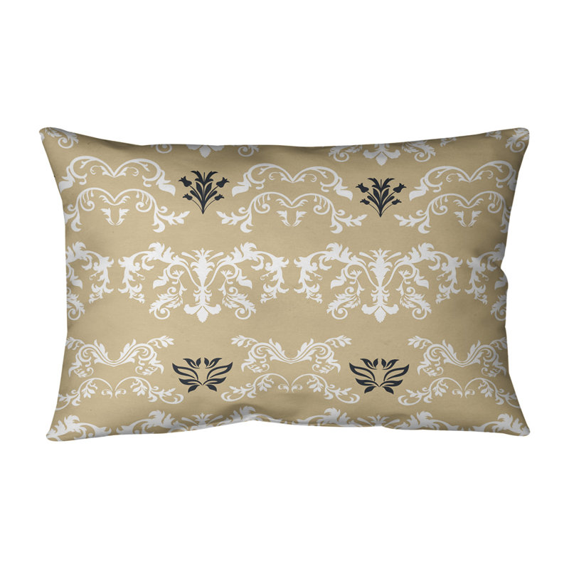 Housse de coussin Football Baroque, Blanc / vieil or / noir, Croisé en coton