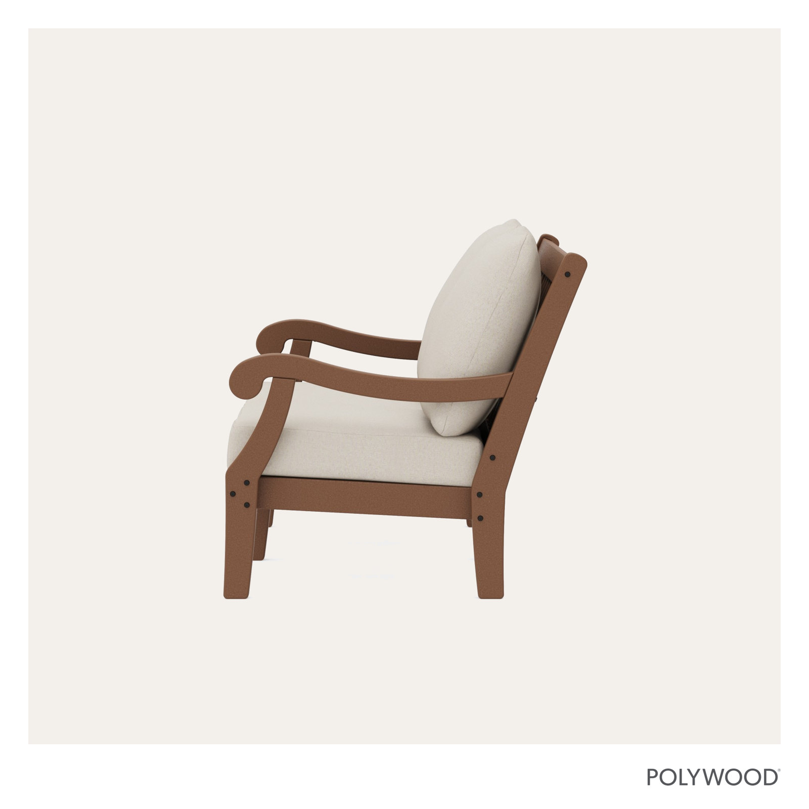 POLYWOOD® Verlyn 49" Patio Loveseat, Dune Burlap Cushion/Teak Frame