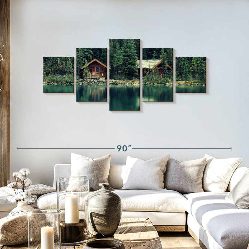 Serene Lake House, 30" H x 68" W