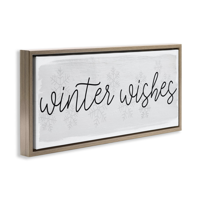 Winter Wishes Sentiment, H 11 po x l 25 po, Cadre flottant orme Montalcino