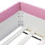 Full Size Upholstered  Daybed Frame with Fence and Stairs,(PINK+WHITE)-831130000-871428664