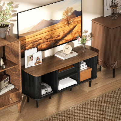 TV Stand Cabinet for TVs up to 55 Inches with Storage, Black