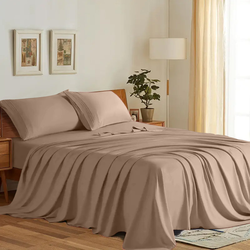 200 Thread Count Egyptian-Like Cotton Flat Sheet – Breathable, Soft and Wrinkle-Free, Beige, Super King (6')
