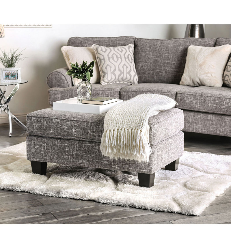 Repose-pieds de cocktail rectangulaire avec rangement Blithes, Mélange de polyester gris