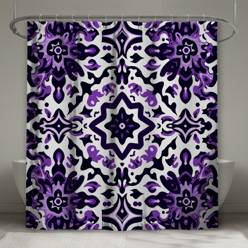 Rideaux de douche mauve à motif fleuri, L 70 po x H 72 po